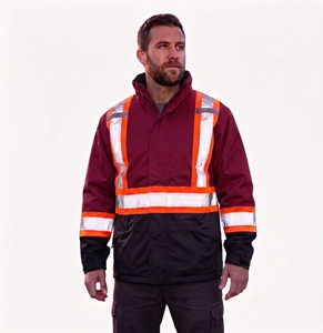 custom reflective safety <b>jacket</b> men high visibility neon <b>orange</b> workwear waterproof windproof warm padded bomber winter coat - Product Image 2