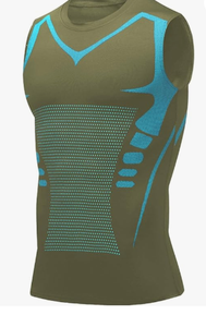 Men's Blue <b>Knitted</b> <b>Sleeveless</b> O-Neck Tank <b>Top</b> Breathable Solid Casual Sporty Workout Compression Vest Body Shaping Polyester - Product Image 4