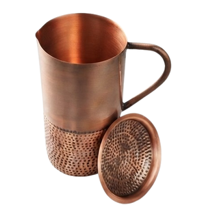Carafe en cuivre poli brillant de style classique avec poignée métallique – Accessoire de cuisine haut de gamme pour boissons - Product Image 5