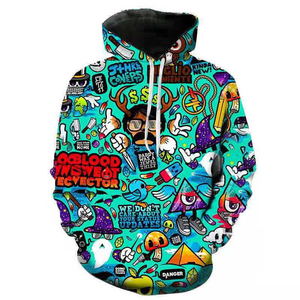 Sudadera con Capucha Larga sin Mangas con Estampado de Dibujos Animados, Impresión Digital por Sublimación Completa, Ropa Urbana Personalizada para Hombre, Transpirable - Product Image 4