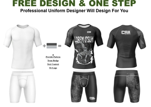 Ensemble de rashguards pour hommes imprimés par transfert thermique, design personnalisé et élégant, vente en gros directe d'usine, vêtements de compression respirants pour hommes - Product Image 2