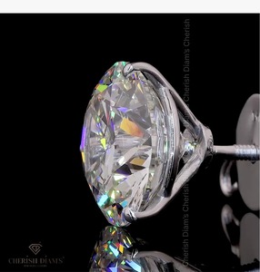 Pendientes de Oro Blanco con Diamante Redondo Cultivado en Laboratorio, Diseño Nuevo, con Certificado IGI y Claridad VVS para Mujer - Product Image 3