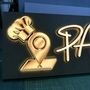 Enseigne extérieure en acrylique et acier inoxydable, lettres lumineuses LED rétroéclairées et frontales, mini logo, enseigne de magasin à police lumineuse - Product Image 3