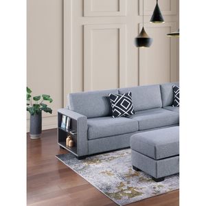 Divano Sezionale Reversibile a 3 Pezzi con Ottomana e Scaffale, Funzionale per il Soggiorno - Product Image 6