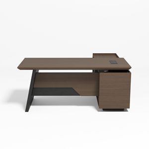 Escritorio Ejecutivo Moderno en Forma de L, Estilo Industrial, para Granja o Casa de Campo, Estación de Trabajo para Computadora Grande de Color Marrón con Cajones de Almacenamiento - Product Image 3