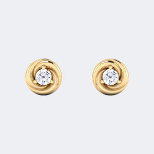Boucles d'oreilles solitaires en diamant de laboratoire rond brillant 1,00 carat, plaquées or, certifiées IGI - Product Image 2