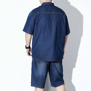 ชุดเซ็ตสองชิ้นคุณภาพสูงแบบสั่งทำพิเศษ ผ้าคอตตอน 80% โพลีเอสเตอร์ 20% ล้างสีแบบแอซิดวอช เสื้อฮู้ดดี้และกางเกงยีนส์ขาสั้นสำหรับผู้ชาย - Product Image 4