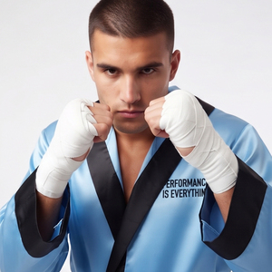 Robe de boxe en satin imprimée de haute qualité, tenue d'arts martiaux personnalisée, robe de boxeur pour l'entraînement, robe de champion d'arts martiaux unisexe taille haute - Product Image 4