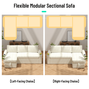 Divano Letto Angolare Moderno Convertibile in Velluto a Coste con Contenitore, Portabicchieri e Braccioli per Soggiorno - Product Image 5