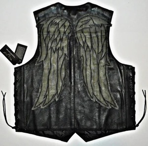 Chaleco de Motociclista de Cuero Genuino Daryl Dixon Walking Dead Wing para Hombre, Chaleco de Motociclista con Espacio Oculto para Portar Objetos - Product Image 2