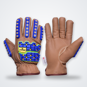 Gants de travail résistants aux chocs en cuir avec protection des doigts et des phalanges en TPR pour la sécurité industrielle - Product Image 1