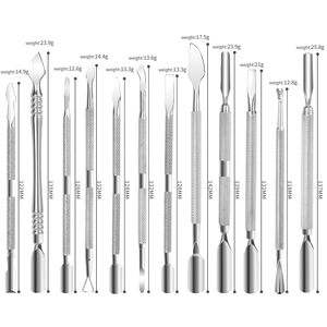 Stainless Steel Double Ended <b>Cuticle</b> Pusher Manicure Pedicure Nail <b>Tool</b> with Texture Grip Rainbow Finish - Product Image 4
