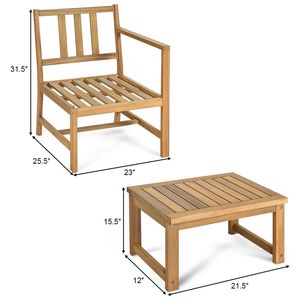 Canapé 3-en-1 en bois d'acacia avec table basse amovible - Product Image 4