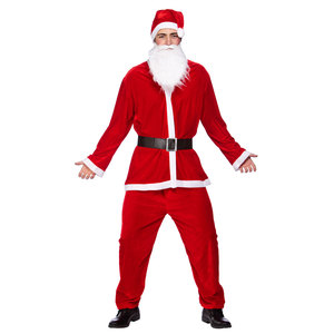 Christmas Festive Santa Outfit Complete Red Velvet Coat Trousers Santa Hat <b>Belt</b> Beard Gloves and Shoe Covers for Holiday - Product Image 2