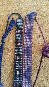 Bracelet artisanal en perles, bandes colorées, perles de pierre à motifs, noir/jaune/argent, certifié IGI pour la fabrication de bracelets - Product Image 5