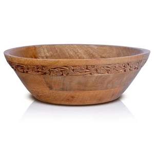 Classic Round Wooden Bowl For Home Dining <b>Table</b> Salad Serving Fruit <b>Storage</b> Premium Natural Wood <b>Craft</b> - Product Image 1