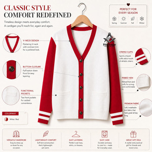 Suéter de punto para mujer con logotipo bordado de letras griegas Delta Sigma en acrílico rojo, venta al por mayor de regalia masónica herencia, personalizado - Product Image 5