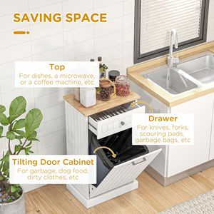 Cestino per Rifiuti da Cucina Bianco con Apertura a Ribalta, Contenitore per Raccolta Differenziata Autoportante - Product Image 5