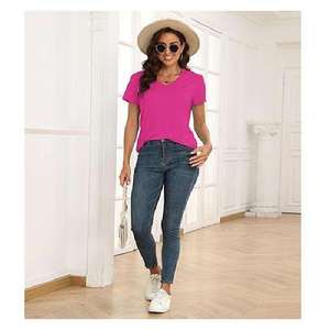 Women's Casual Summer Canvas Breathable 100% Cotton Custom Size <b>High</b> Quality <b>T</b>-<b>Shirts</b> - Product Image 4