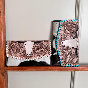 Nouvelle arrivée en cuir véritable Animal fourrure embrayage usiné à la main sculpture femmes Western à motifs peau de vache fourrure embrayage Multi usages embrayage - Product Image 3