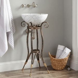 Luxury Neoclassical Wrought Iron Hand-Forged Outdoor Furniture Pedestal Sink Stand <b>Wash</b> Basin Bracket for Garden - Product Image 2