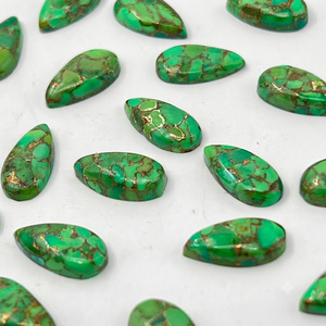 Turquoise vert cuivré, cabochon long en forme de poire, pierre précieuse non montée pour la création de bijoux - Product Image 2