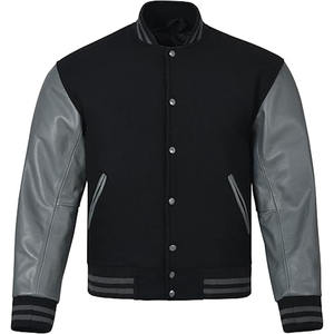 Chaqueta Varsity Personalizada OEM para Hombre, de Lana, con Mangas de Cuero, Parches Bordados de Chenille, Chaqueta Universitaria de Béisbol con Letras - Product Image 2