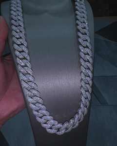 Cadenas cubanas personalizadas de 22 mm de ancho, estilo hip hop, con 4 filas de eslabones, chapadas en oro sobre plata de ley 925, con moissanita VVS, para colgantes y dijes. - Product Image 1