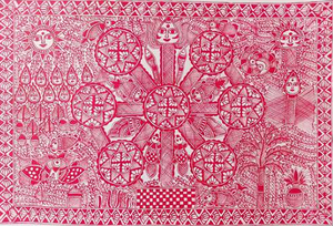 Cuadro Decorativo Artesanal de Metal con Arte Folclórico Indio en 3D, Pintura Madhubani de Bihar, Decoración Cultural de Jharkhand para Colgar en la Pared - Product Image 2