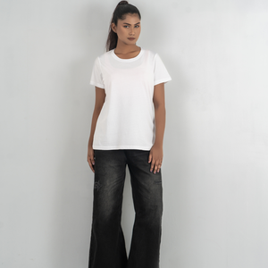 Regular fit short sleeves womens t <b>shirt</b> white color customizable breathable t <b>shirt</b> ladies wear foe summer use anti wrinkle - Product Image 2