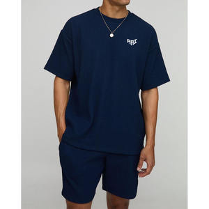 ชุดเสื้อยืดและกางเกงขาสั้นชายแบบมีซี่โครง รุ่น AAI ผลิตตามสั่ง (OEM) ไซส์ใหญ่ สไตล์ลำลองสำหรับฤดูร้อน ชุดลำลองสองชิ้น ขายส่ง - Product Image 1