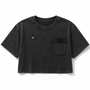 T-shirt court en jersey de coton avec logo personnalisé imprimé, 100 % coton, style vintage, uni, été, effet délavé, appliqués - Product Image 5