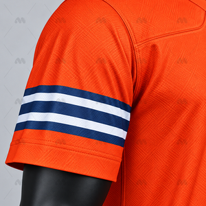 เสื้อเจอร์ซีย์อเมริกันฟุตบอลสีส้มสำหรับผู้ชายไซส์พลัส คอวี แขนสั้น ผ้าซับเหงื่อ ผลิตจากผ้าสแปนเด็กซ์/โพลีเอสเตอร์ สำหรับทีม - Product Image 6