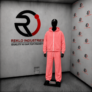 Coral Pink <b>Men</b> Tracksuit Set Plain Full Zip Hoodie Jogger Pants Custom Wholesale Casual Streetwear Sportswear <b>Fleece</b> Two Pieces - Product Image 3