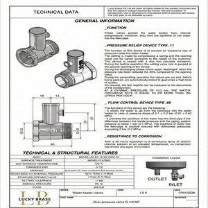 Válvula de seguridad de latón Lucky Brass fiable de 1/2 pulgada BSP con palanca, válvula de alivio de presión para calentador de agua de cocina comercial 0.75 MPa 7.5 - Product Image 6