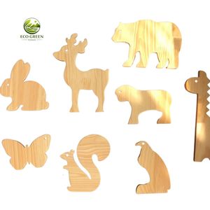 ของเล่นไม้สนรูปสัตว์แบบมอนเตสซอรี่สำหรับเด็ก ชุดงานฝีมือระบายสี DIY ของตกแต่งสัตว์ทำมือจากไม้ - Product Image 1
