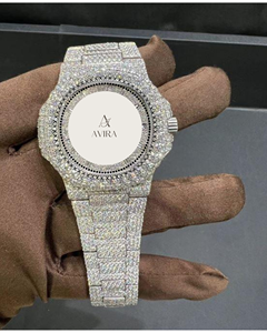 Montre Carrée Tendance de Qualité Supérieure avec Diamants Moissanite VVS et Cristal Saphir Givré, Mouvement Quartz, Prix de Gros, Finition <span class=keywords><strong>Export</strong></span> - Product Image 1