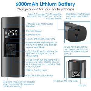 Inflador de Neumáticos Inalámbrico de 6000 mAh y 150 PSI, Compresor de Neumáticos Portátil Recargable para Automóvil - Product Image 5