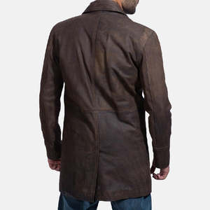 Manteau long en cuir élégant et décontracté pour homme, design trench d'hiver, manteau long en cuir de haute qualité pour homme - Product Image 6
