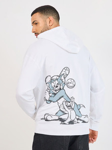 Sweat-shirt à capuche blanc pour homme, en coton French Terry, coupe classique, imprimé logo, style streetwear, vêtements d'automne - Product Image 2