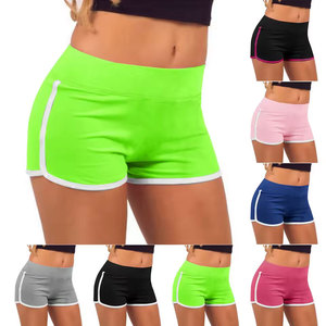 Shorts Casuales Negros de Cintura Alta con Ribete Gris, Secado Rápido, Estilo Deportivo para Mujer, Estampado Floral, Mezcla de Algodón - Product Image 1