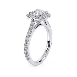 10K White Gold Asscher Cut Lab Grown Diamond Halo Engagement <b>Ring</b> 1.5 CT IGI Certified Rhodium Plated Women's Wedding - Product Image 5