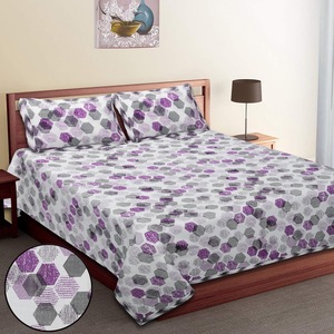 Ensemble de housse de couette à imprimé floral classique moderne, 7 pièces, pur coton, 400TC, violet, noir, blanc, décoration intérieure - Product Image 1