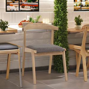 Silla de Comedor de Madera de Caucho Premium con Respaldo Ergonómico Curvo y Asiento Tapizado en Tela para Restaurante y Cafetería - Product Image 1