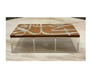 Contenant à chocolats/collations couvercle en nacre et incrustation en bois avec contenants en acrylique boîte hôtels et restaurant os - Product Image 4