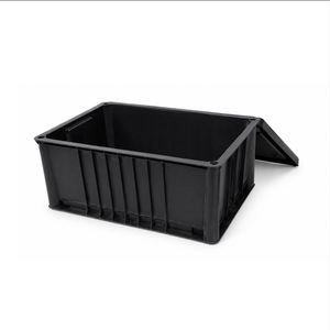 Black Rectangle PP <b>Plastic</b> Storage Box Stackable Industrial <b>Container</b> for Workshop and <b>Food</b> Packaging - Product Image 2