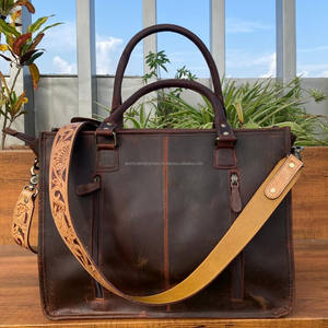 Nueva moda de pelo en cuero de vaca Floral mano de cuero con borlas bolso de mano oculto llevar mujeres monedero bolsos de cuero occidental - Product Image 3