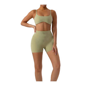 Ensemble de vêtements de sport pour femmes avec logo personnalisé, tenue de fitness, vêtements de sport, soutien-gorge de sport, haut court, leggings, ensemble de yoga sans couture - Product Image 6