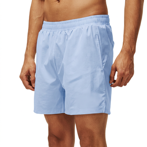 <b>Men's</b> Eco-Friendly Solid <b>Yellow</b> Elastic Waist Quick Dry Breathable Running <b>Shorts</b> with Pockets Casual Fitness Gym Wear - Product Image 2