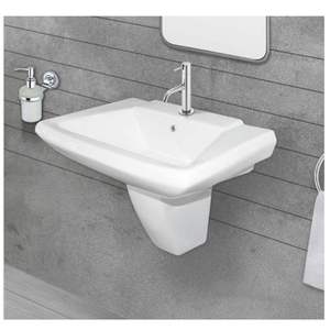 Heavy duty ceramic wall mounted half column basin 580x410x485mm bathroom hanging washbasin split type wall hung sink pedestalset - Product Image 5
